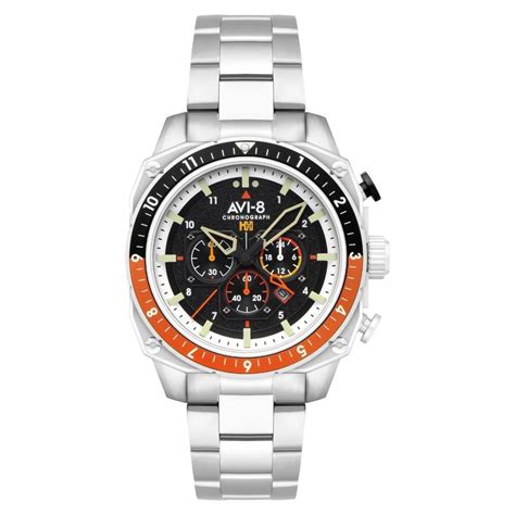 Buy AVI-8 Atlas Dual Time Chronograph Black Round Dial Mens Watch - Av ...