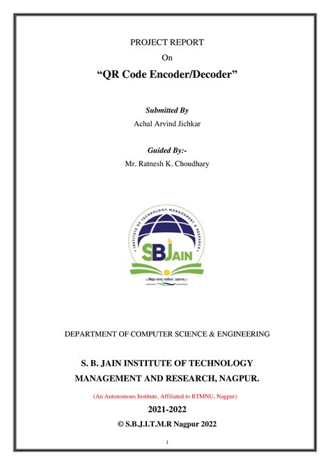 105- Project Report- Python - i PROJECT REPORT On “QR Code Encoder ...