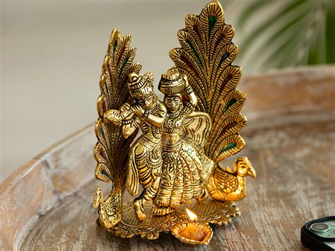 Buy ExclusiveLane 'Radha-Krishna & Peacock' Idol Showpiece Figurine ...