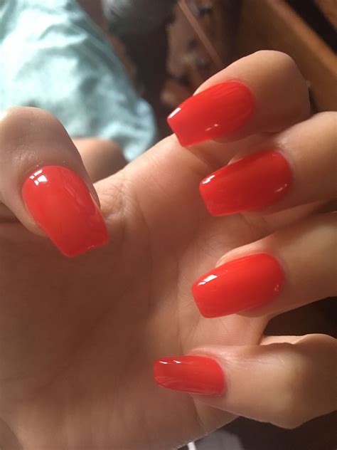 Ferrari red coffin nails. Love this color ! | Red acrylic nails, Red ...