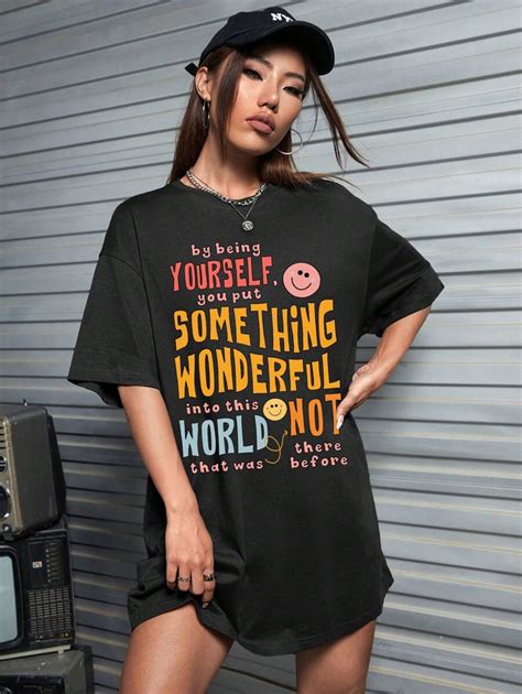 LittlestoMiddles Slogan Graphic Drop Shoulder Oversized Dress | SHEIN USA