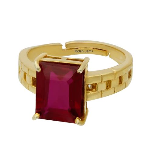 Todani Jems 9.25 Ratti 8.60 Carat Natural Ruby Manikya Adjustable Ring ...