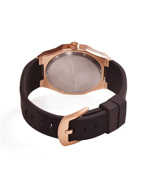 RODERICO GIULIANI ANALOG BLACK DIAL ROSE GOLD CASE BLACK SILICONE STRA