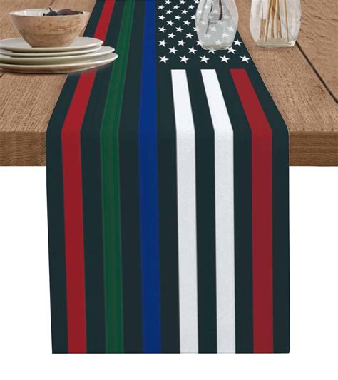 Vintage American Flag Table Runner Red Blue Green Stripe US Flag ...