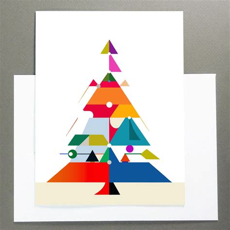 Abstract Christmas Card: Colorful Mid-century Modern Holiday Tree ...