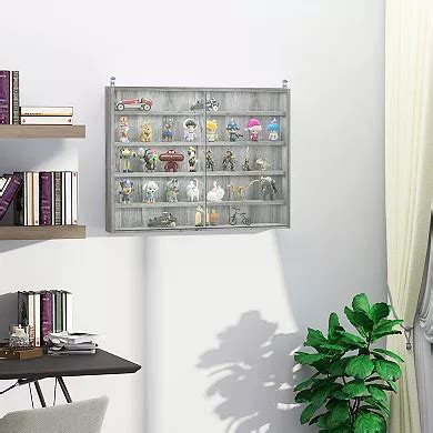HOMCOM 5-Tier Display Cabinet Glass Cabinet with 4 Adjustable Shelves