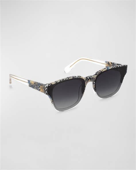 KREWE Dante Patterned Mixed-Media Aviator Sunglasses | Neiman Marcus