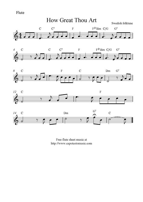 Easy Sheet Music For Beginners: How Great Thou Art, free Christian ...