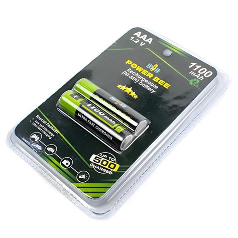 POWER BEE AAA 1.2V 1100mAh Rechargeable Battery Pack - 2 Pcs