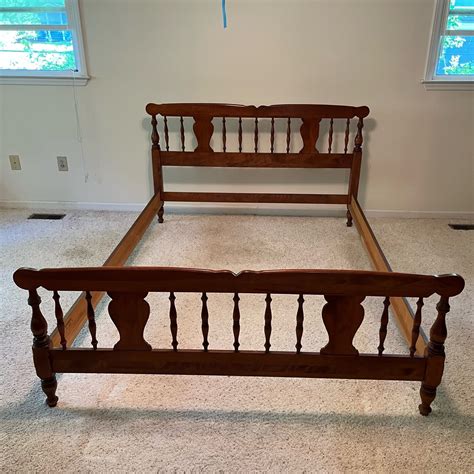 Vintage Ethan Allen Solid Cherry Queen Bed Frame - AptDeco