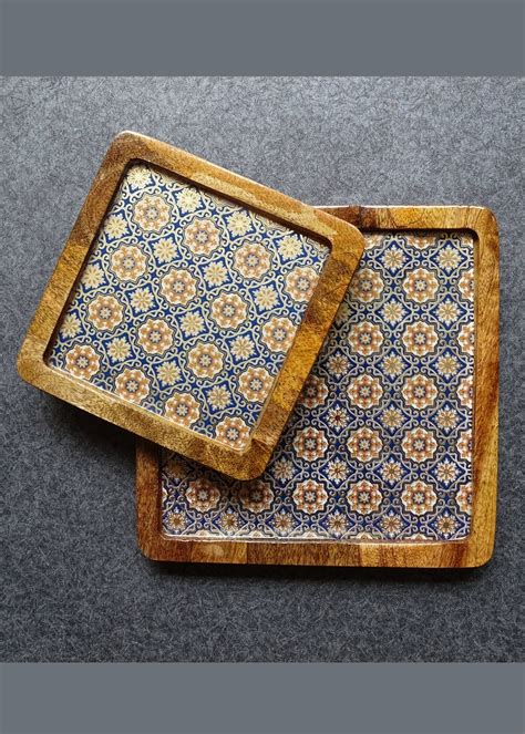 Get Set of 2 Rectangular Floral Printed Platters at ₹ 799 | LBB Shop