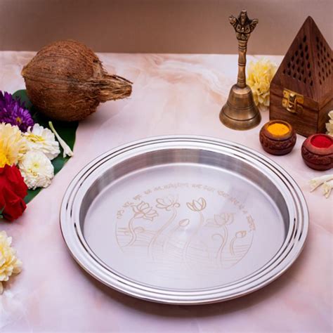 Ramson Pooja Thali in Stainless Steel Pooja Thali for Festive Rituals ...