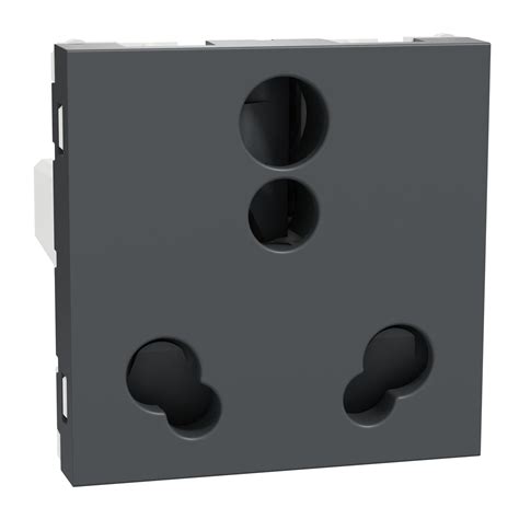 Socket Outlet, Miluz Zeta, 6/16A, 3 Pin, 2P+E, With Shutter, 2 Module ...