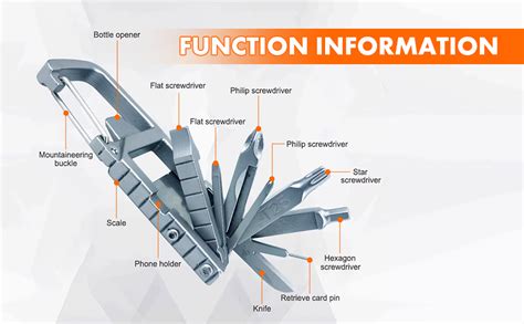HASTHIP® Keychain Multi Tool 12 in 1 Folding Multipurpose Tool with 6 ...