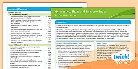 Year 5 Gymnastics Planning | Space | Twinkl Move PE