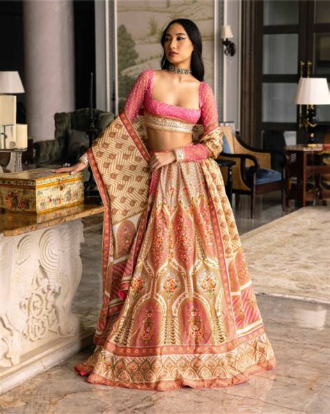 Shop for multicoloured printed lehenga set online
