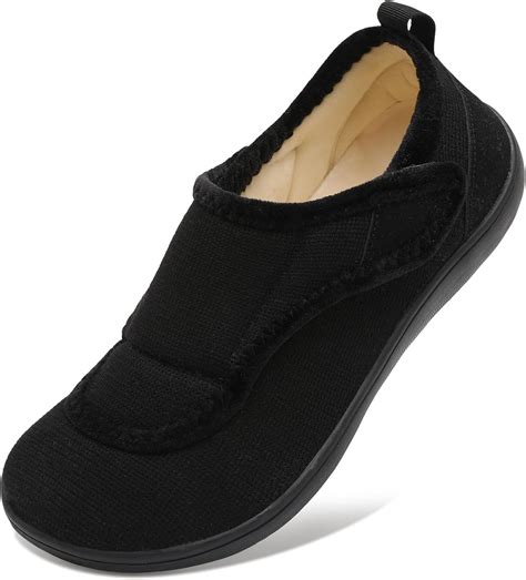 Amazon.com | Scurtain Extra Wide Men's Diabetic Slippers - Black, Size ...