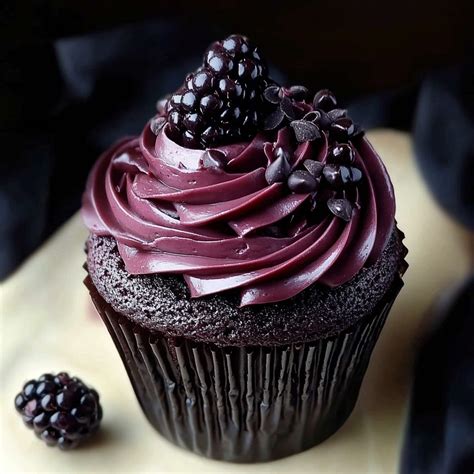 Dark Chocolate Blackberry Cupcake