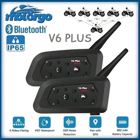 1/2 Sets V6 Plus Motorcycle Helmet Bluetooth Intercom Headset, 1200m ...