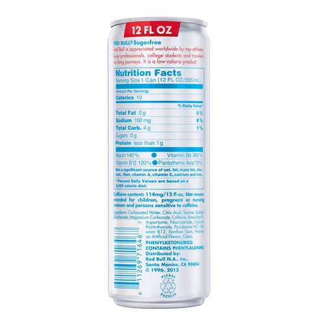 Red Bull Nutrition Label 12 Oz | Besto Blog