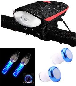 NSV Rechargeable Cycle Head Light with Horn Handle Grip Light Tyre ...