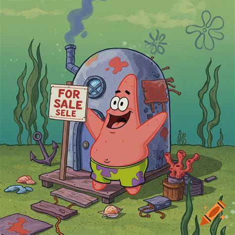 Patrick Star selling his house on Craiyon