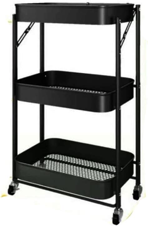 Buy PALAKLOT 3 Tier Folding Kitchen Storage Trolley Rack with Caster ...