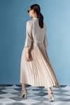 Buy Beige Silk Collared Thira Accordion Pleated Shirt Dress For Women ...