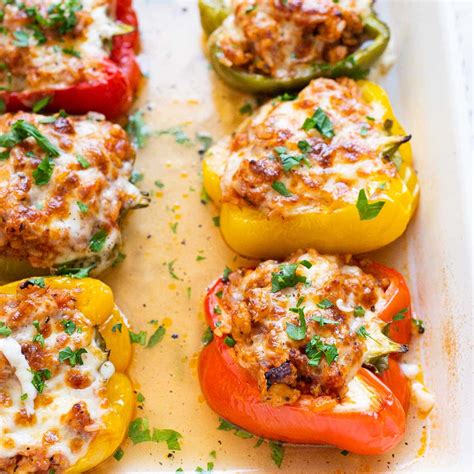 Ground Chicken Stuffed Peppers with Rice - iFOODreal.com