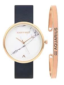 Joker & Witch Leather Hailey White Dial Aquarius Analog Watch Bracelet ...