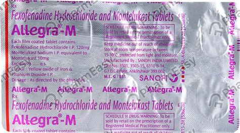 Allegra M Strip Of 10 Tablets: Uses, Side Effects, Price & Dosage ...