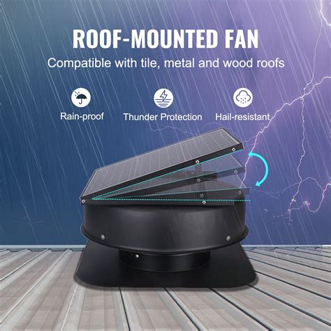 VEVOR Solar Attic Fan, 40 W, 1230 CFM Large Air Flow Solar Roof Vent ...