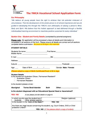 Fillable Online ymcaschool The YMCA Vocational School Application Form ...