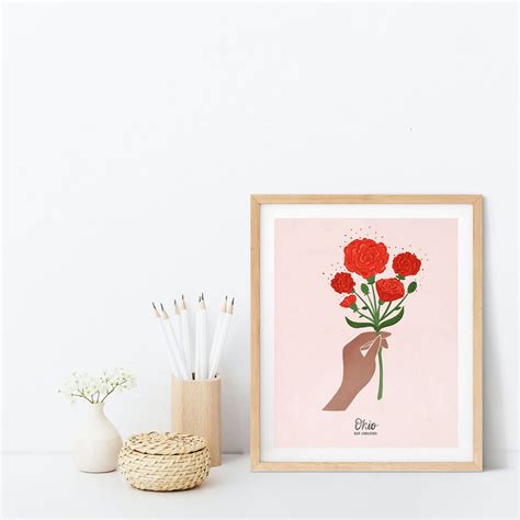 Ohio State Flower | Red Carnation Flower | Ohio Print | Ohio Gifts ...