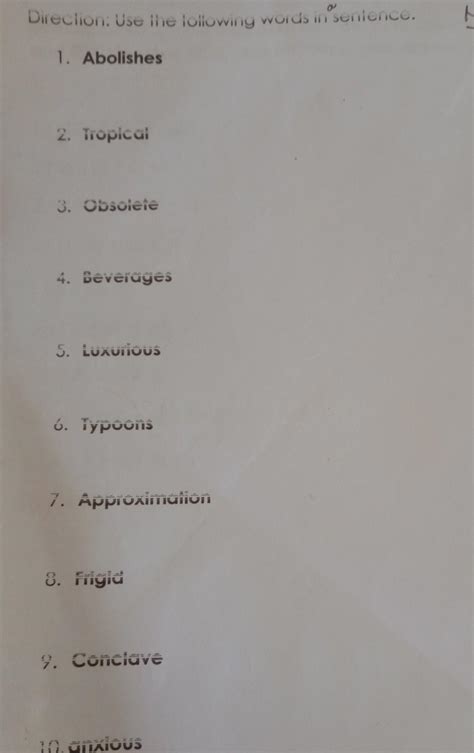 Direction: use the following words in a - Brainly.ph