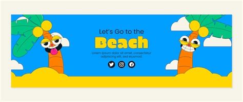 Handgezeichneter Surf-Abenteuer-Twitter-Header | Kostenlose Vektor