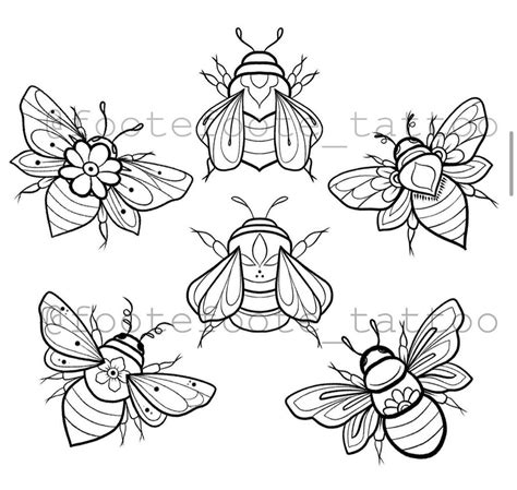 Black and White Bees Coloring Book Art