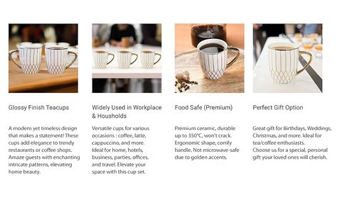 Buy Femora Golden Branch Pattern Tea Mugs, Ceramic Tea Cups, Coffee ...