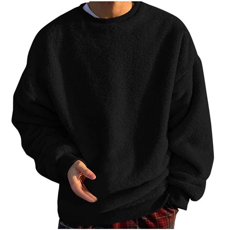 Dagegui Mens Winter Sweatshirts Double-Faced Fleece Long Sleeve Shirts ...