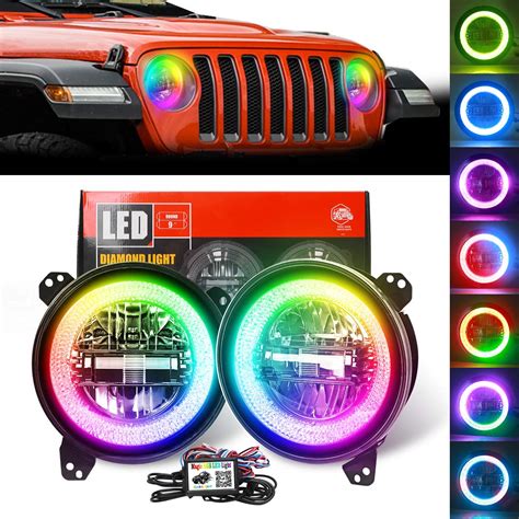 Buy COWONE DOT Approved 9" Inch RGB Halo Led Round Headlights [DIY RGB ...