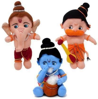 GOD GIFT GALLERY Lord Ganesha, Krishna & Hanuman Soft - 15 cm - Lord ...