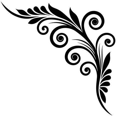 Floral Corner Ornament with Swirls and Decorative Border Illustration ...
