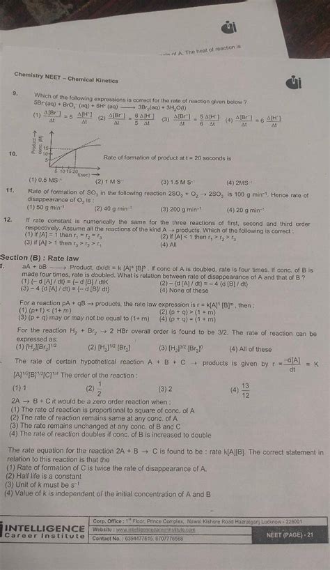 (1) 0.5MS−1 क्रुष Rate of for (2) 1MS. 10. 11. Rate of formation of..