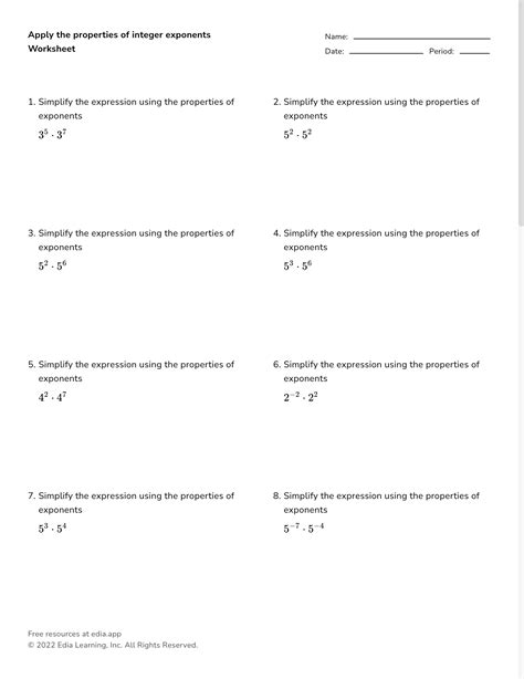 Image result for Integer Exponents Practice Problems
