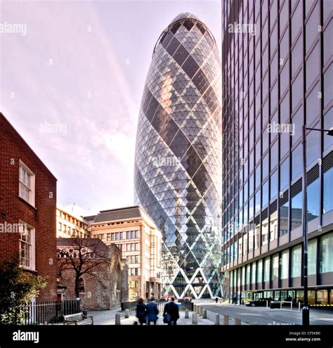 Partial view of 30 St Mary Axe building. Infamously known as 'the ...