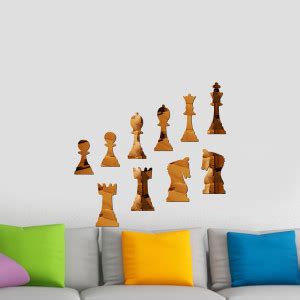 decor kafe 48 cm Chess Acrylic 3D Mirror Wall Sticker (Gold) Self ...