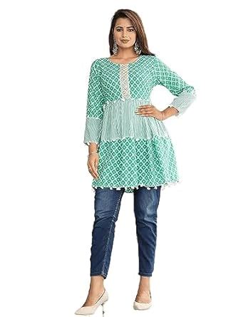 Buy Pragya Textile Women's Rayon Fit & Flare Dress (S, Green) at Amazon.in