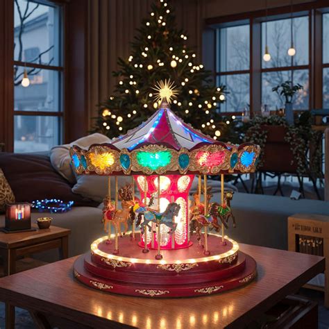 Deluxe Christmas Carousel , Musical Animated Christmas Decoration with ...