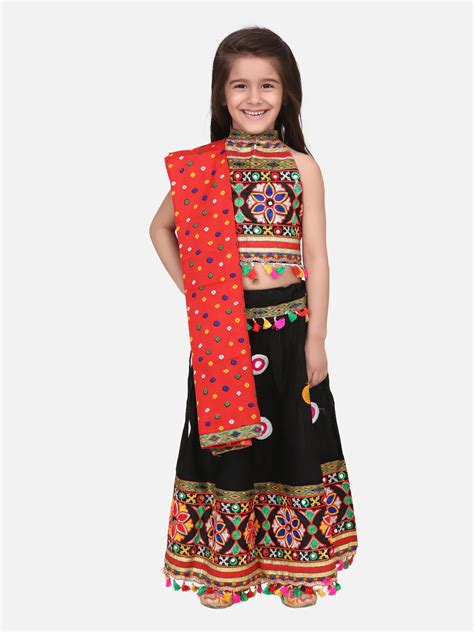 BownBee Kids Girls Navratri Dandiya Garba Mirror Work Chaniya Choli
