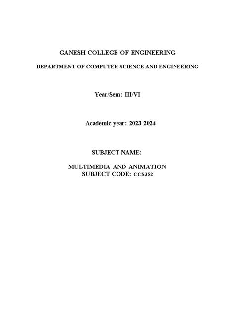 CCS352 MA - Multimedia and Animation Comprehensive Notes - Studocu